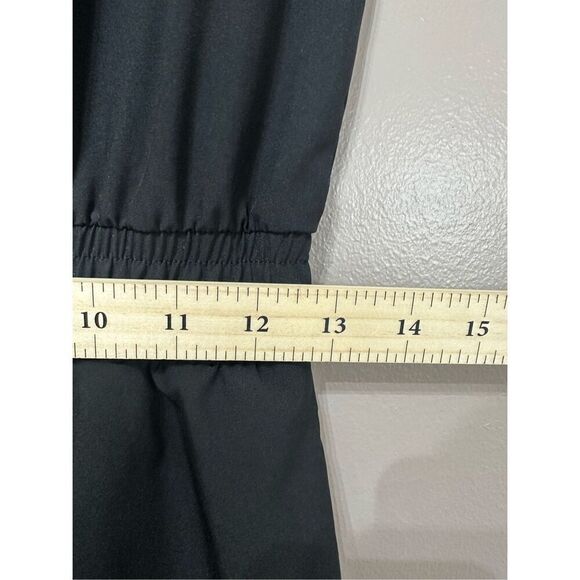 NWOT Albion Going Places Nylon Dress Black Cap Sleeves Drawstring Waist Women's - Picture 12 of 14